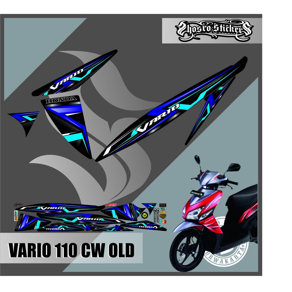 Sticker Striping Motor Variasi Vario 110 Cw-vario Karbu Variasi Motip Thailook Striping Lis Biru