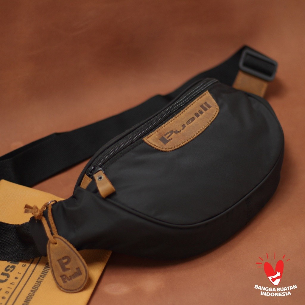 G7O Pusiill-Waistbag Pria dan Wanita/Tas Selempang kombinasi kulit sapi Asli/ Tas Pinggang A05