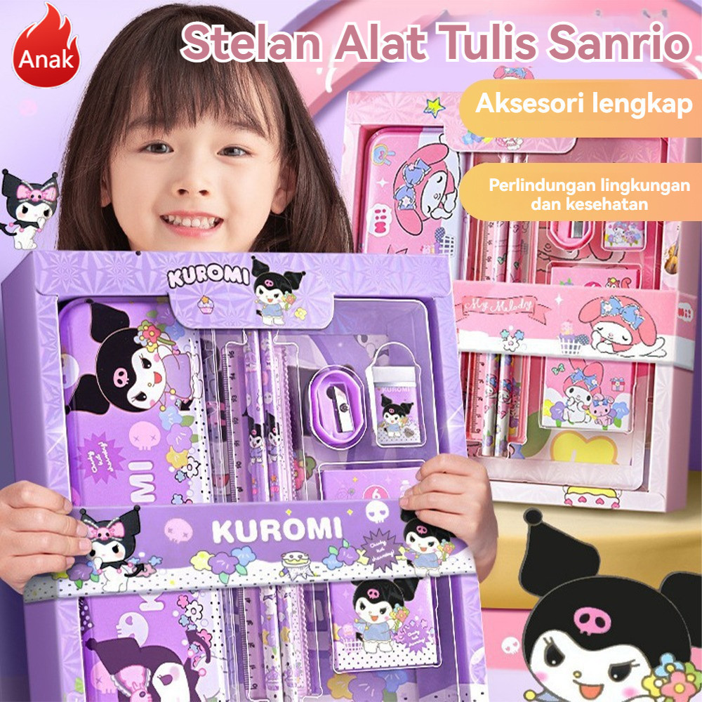 

Kotak Pensil Anak Set 7 in 1 Stationery Hadiah Anak Sanrio Alat Tulis Set Kuromi My Melody Cinnamoroll Anak-Anak