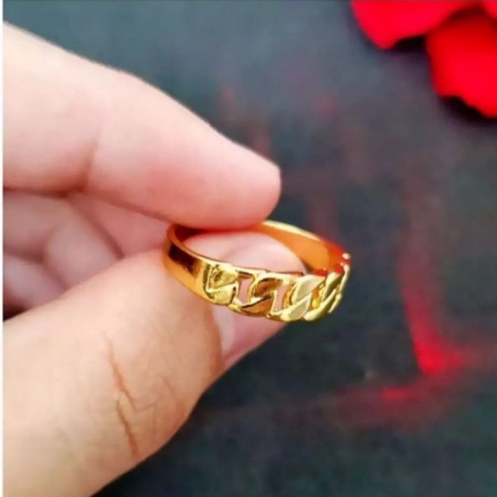 Cincin Titanium Model Rantai Warna Gold Anti Karat dan Luntur || Cincin Emas Wanita Titanium model R