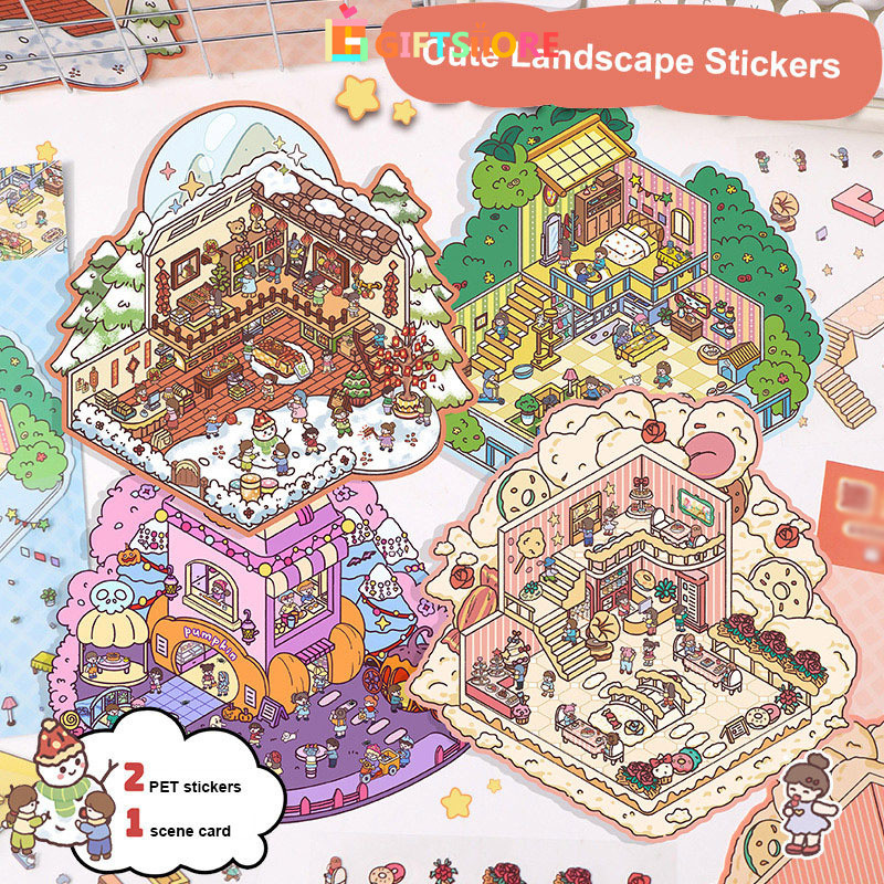 

COD Stiker Kolase Adegan Miniatur 3D Kreatif Stiker Pemandangan DIY Stiker Dekompresi Kartun-GS