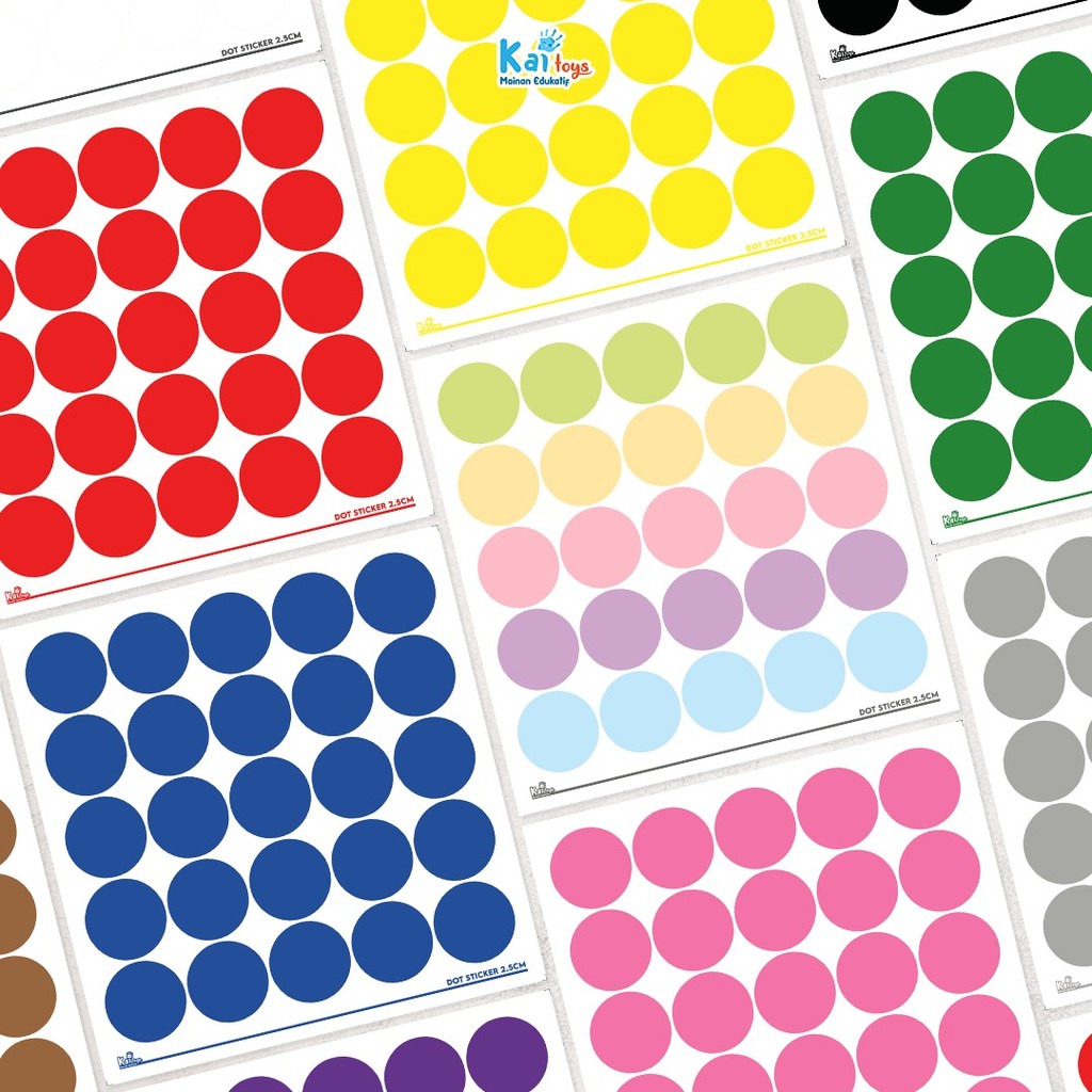 

Stiker Bulat 2,5 cm Premium / Sticker Label Dot Anti Air 25 mm / Label Kode Warna Pabrik Kain Tekstil Warna Warni