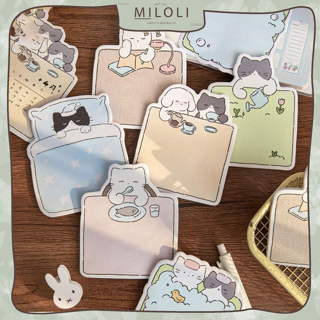 

[MILOLI] 30Pcs MEMO CAT LIFE SMALL THATER SERIES Cute Note Memo Diary Lucu Paper Notepad - C0078