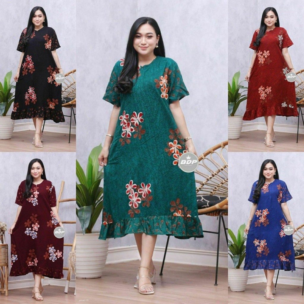 Daster Maura Batik Cap Rayon Grade A Premium Busui Resleting Depan | Daster Kekinian | Daster Viral 