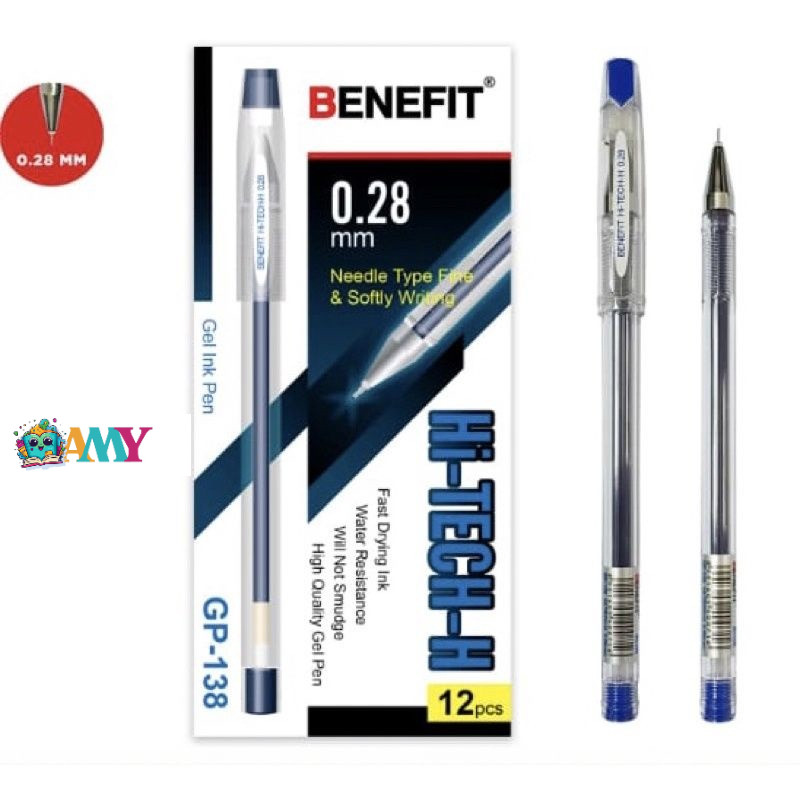 

(1PAK ISI 12PCS) BENEFIT BALLPOINT HI-TECH GP-138 BLUE AMY STASIONARY