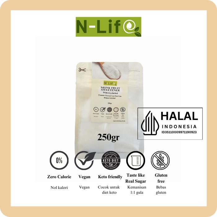 

N Life Monk Fruit Sweetener With Erythritol 1x Sugar Sweetness HALAL - 250 gr