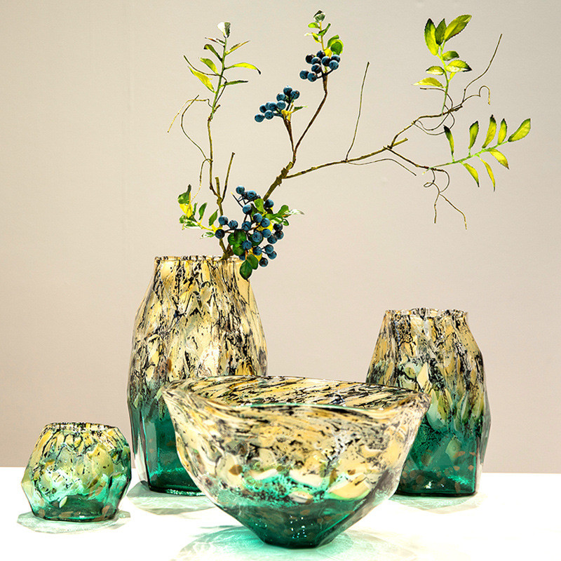 Glass Vase Irregular Gradients Speckled Black Glass Bottle Fruit Bowl Desktop Organization Organizat