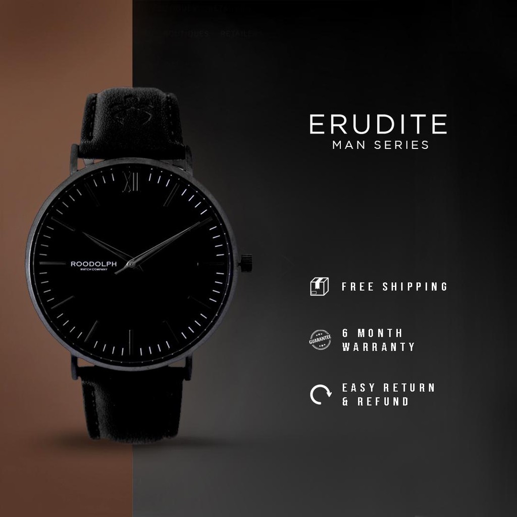 NEW PRODUCT Roodolph Watch - Erudite All Black 40mm Jam Tangan Analog Pria