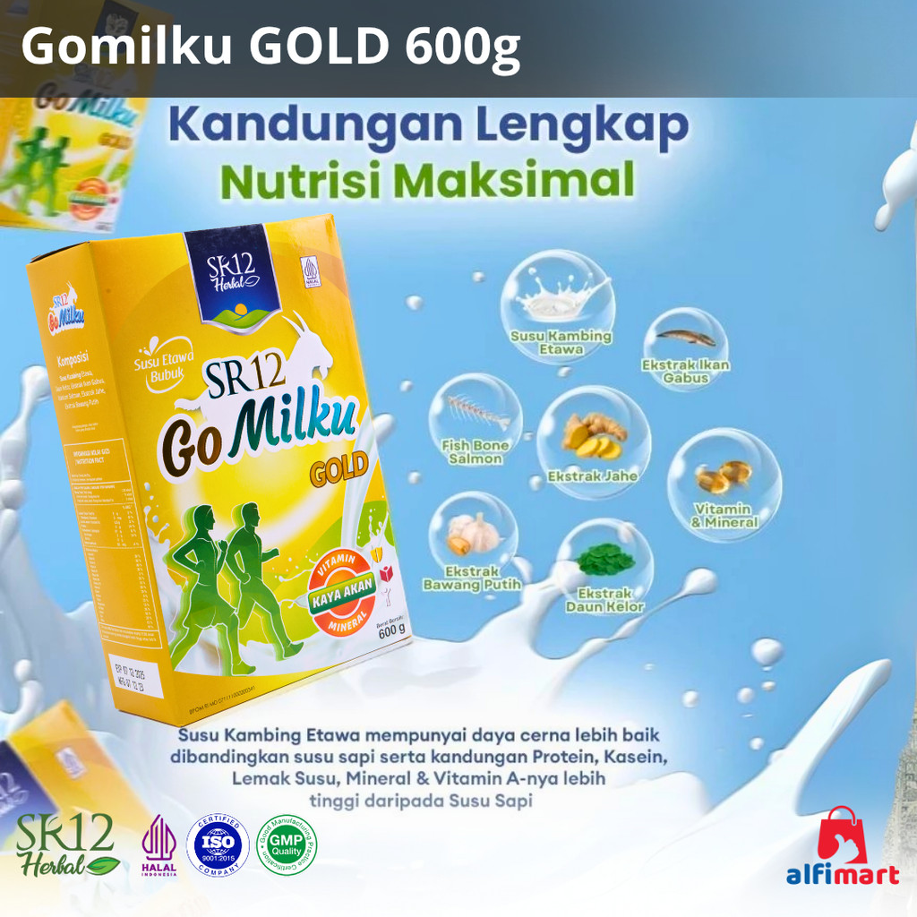 

SR12 Gomilku Gold 600g 600 gram Susu Kambing Etawa PREMIUM untuk Lansia / Susu Bubuk Go Milku Gold 600 g