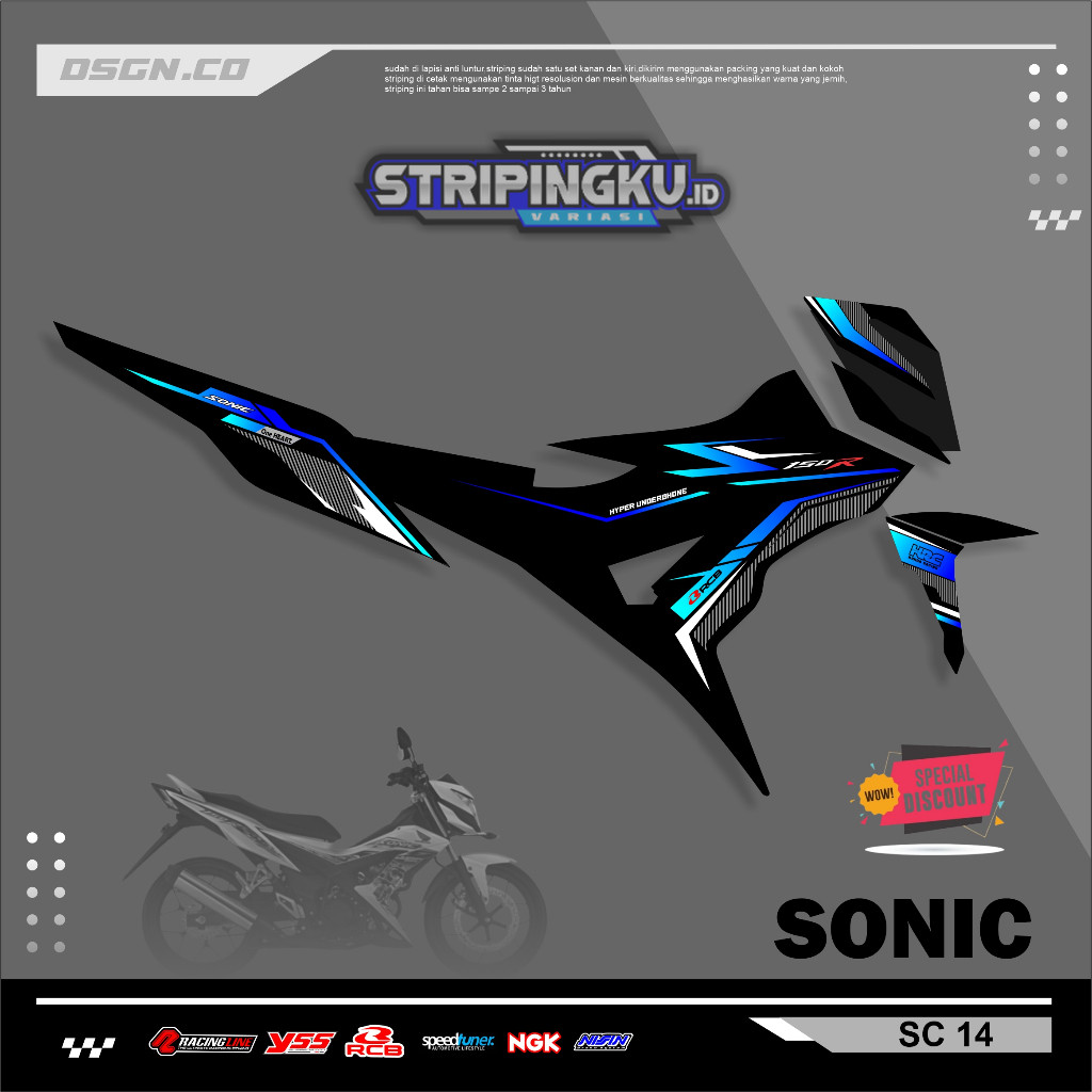 Striping Variasi Honda Sonic 150R / Sticker Honda Sonic variasi motif simple keren kode 14