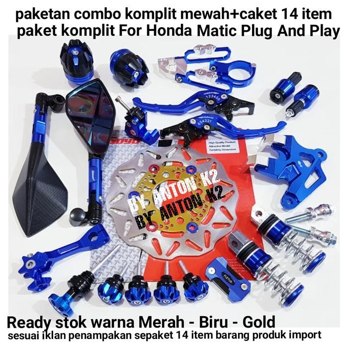PAKET 14 ITEM VARIASI AKSESORIS MOTOR BEAT KARBU/BEAT FI/BEAT STREET - Gold, BEAT STREET