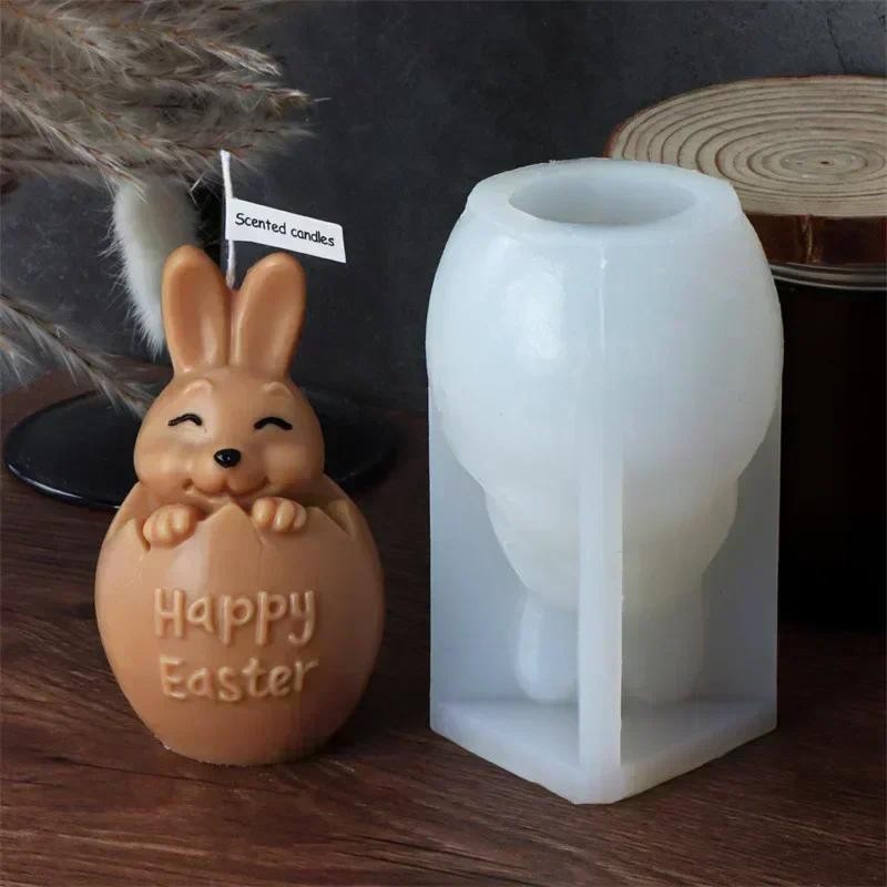 

Animal Vertical Ear Rabbit Mold Cute and Creative Resin Making Mold Easter Eggshell Rabbit Candle Silicone Mold