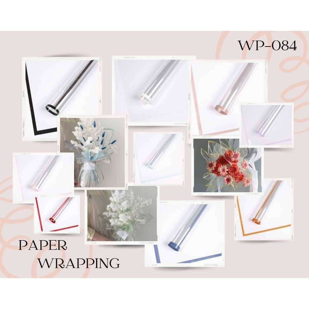 

PROMO![20 LEMBAR] WP084 - FLOWER WRAPPING COLORED TRANSPARANT FRAME WATERPROOF KOREAN STYLE BOUQUETREADY