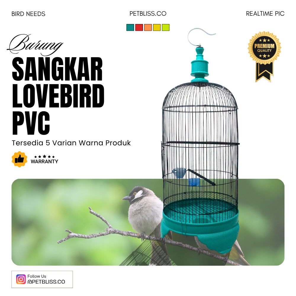 REBONSHOP Sangkar Lovebird Kapsul PVC Kandang Love Bird kenari Parkit PVC 33 Cm Free Tangkringan dan