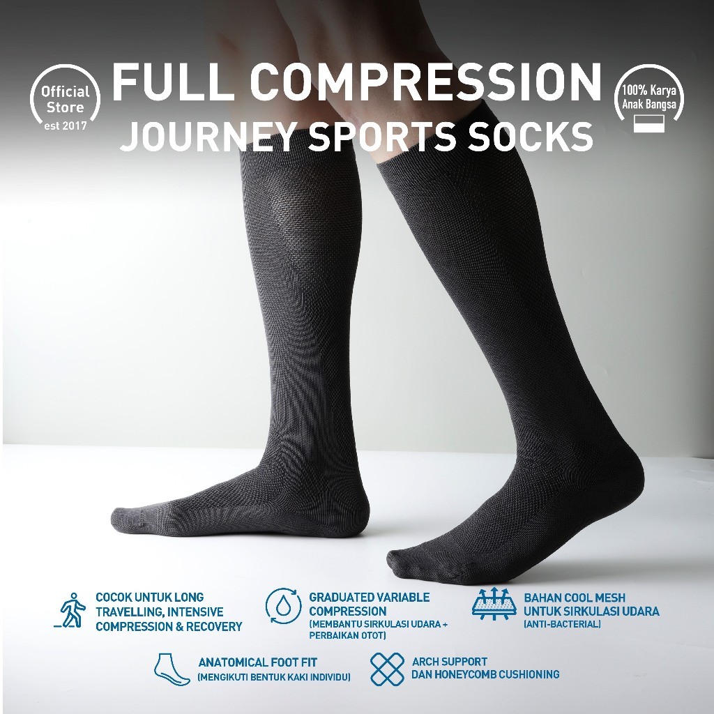 Tomo Journey Socks Full Compression/Kaos Kaki Olahraga