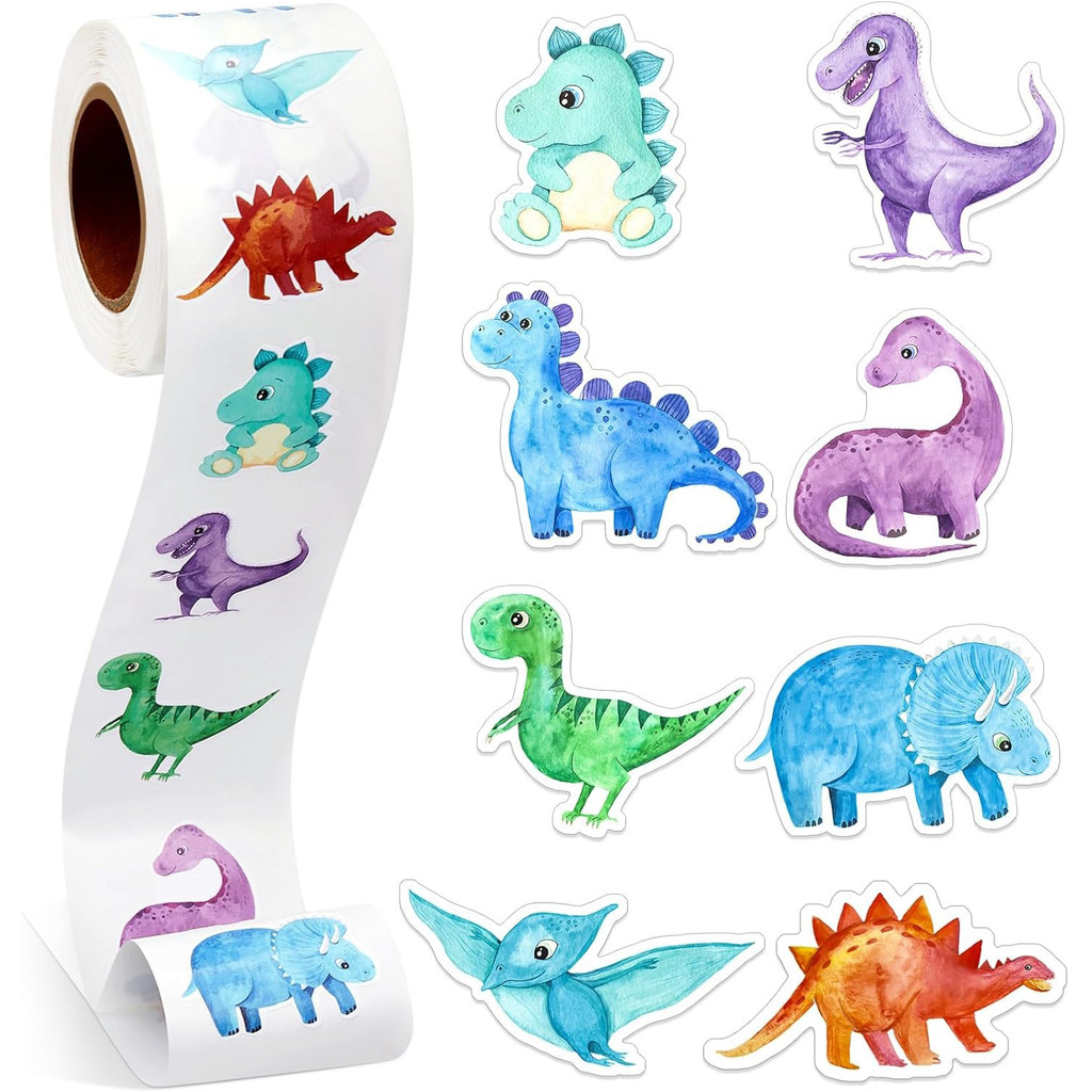 

500Pcs/rolls 2.5cm/1inch Dinosaur Animal Anomaly Shaped Sticker Decoration Gift Box Sticker Label Stationery Sticker