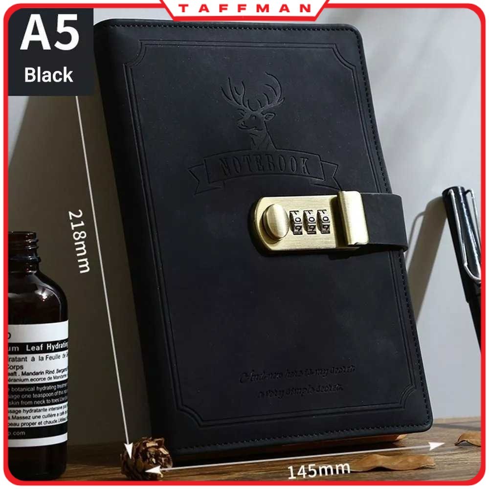 

TM - TODDI Buku Jurnal Leather Notebook Diary 80GSM 265 Halaman with Lock - TD-A5