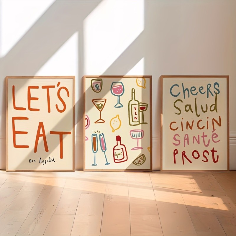 

3pcs Wine Glass Alcohol Poster Wine Glass Alcohol Abstract Canvas Printing Poster Wall Art Decoration Painting Home Art Decor