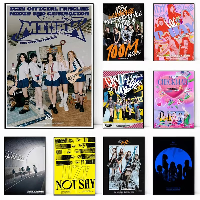 

K-pop Girl Group Idol ITZY KILL MY DOUBT Music Poster Canvas Painting poster Wall Art Decor Pictures For Home Room Decoration