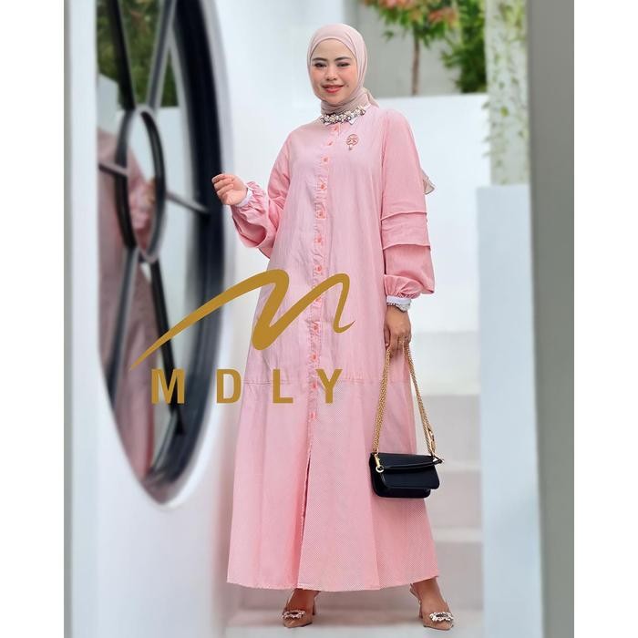 Baju  Gamis Wanita Basic Tycia dress by Mdly Fit Lembut Muslim Nyaman Panjang Remaja - Orange