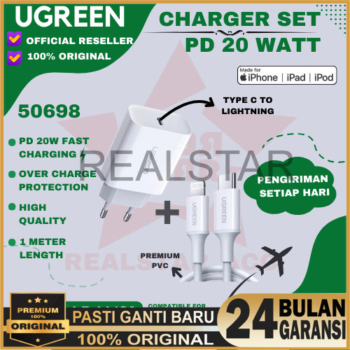 Ugreen Charger Set iPhone 20 Watt for iPhone XR 11 12 13 14 15  Kabel MFI - Fast Charging Ugreen iPh