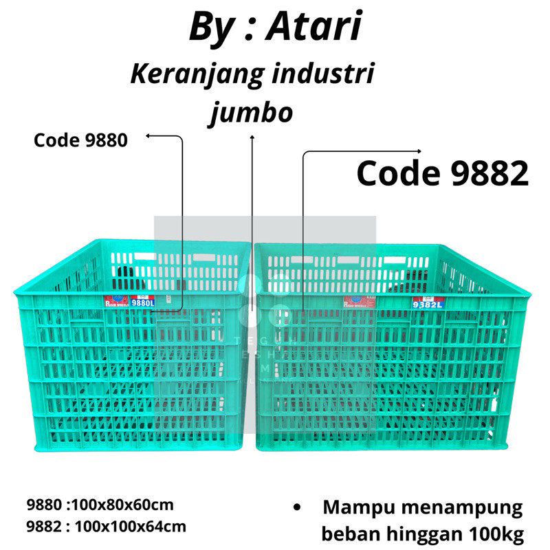 KERANJANG INDUSTRI 9880 LR /  9882 LR CONTAINER INDUSTRI RODA KONTAINER BOX PLASTIK BESAR / KERANJAN