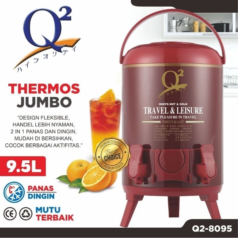 Drink jar thermos termos jumbo stainless panas dingin 9,5 liter Q2 8095