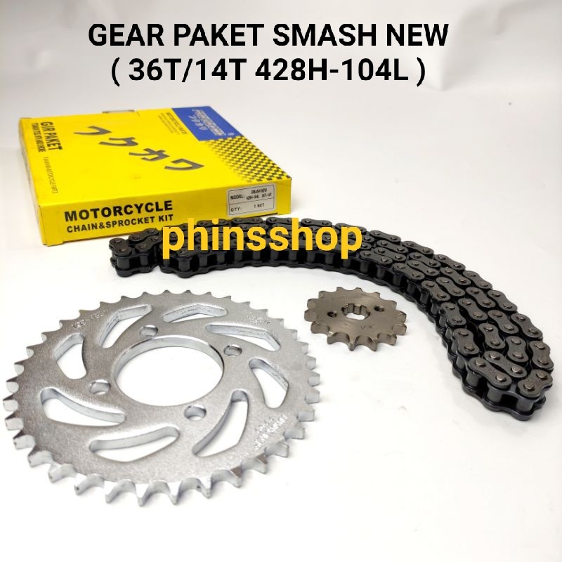 GEAR PAKET SMASH NEW 428H-104L GIRSET GEAR SET SUZUKI FKW TOP QUALITY FUKUKAWA PRODUK