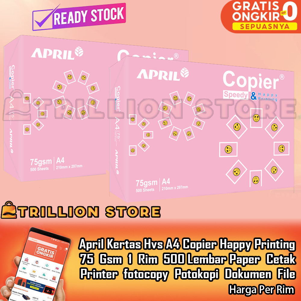 

April Kertas A4 April Copier Happy Printing 75gsm Ideal Paper Papers Cetak File Dokumen Tugas Pelajar Mahasiswa Karyawan Guru Pekerja Kantoran RFA Atk Alat Tulis