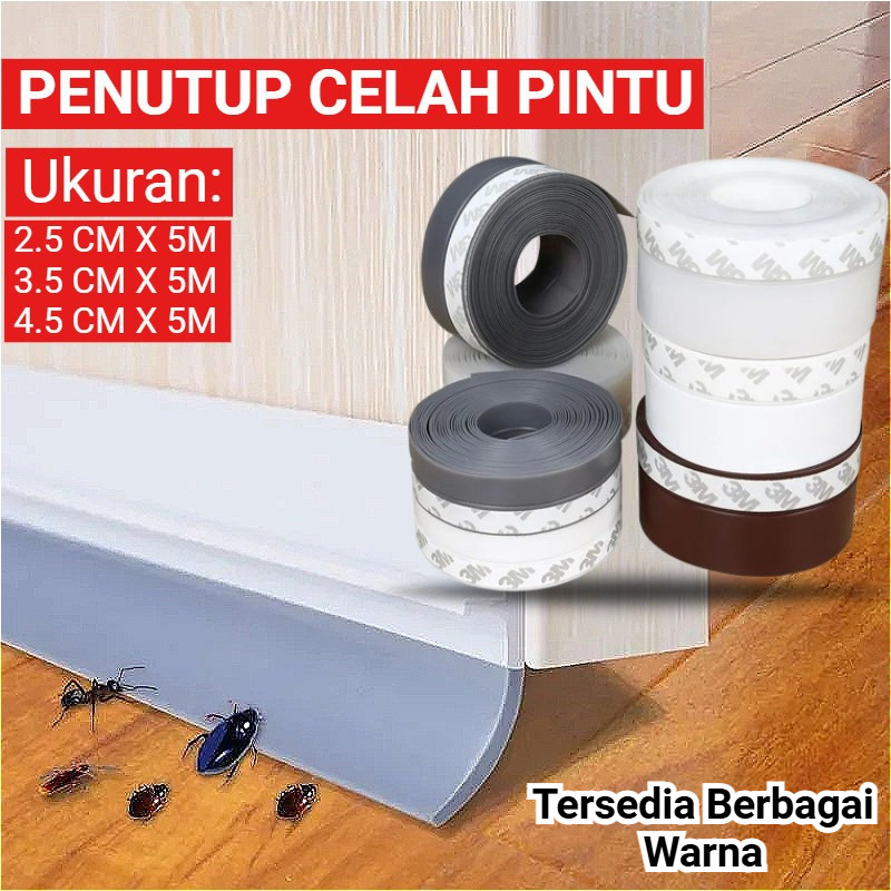Silikon Penutup Celah Bawah Pintu Celah Jendela Rubber Flex Door Seal Strip Bottom Waterproof 5M - O