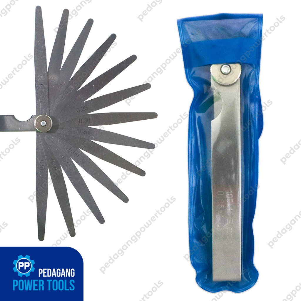 BISON Feeler Gauge 13 Blades Fuller Pisau Alat Pengukur Celah Kunci Stel Klep Motor Puller