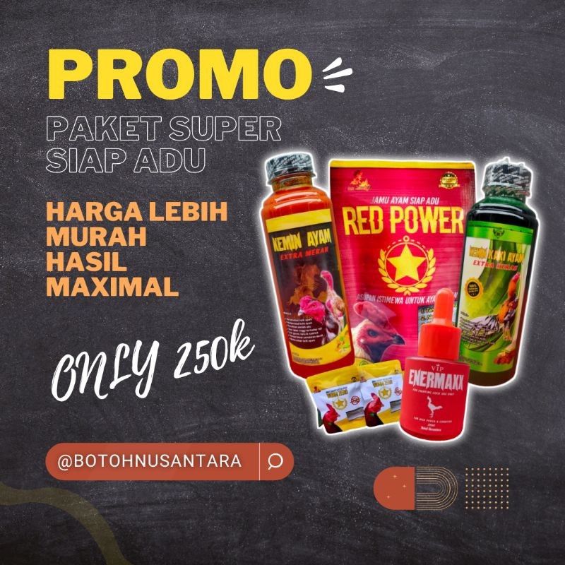 suplemen Ayam Aduan Beringas PAKET SUPER asupan rawatan siap adu doping red power enermax Kemin kaki