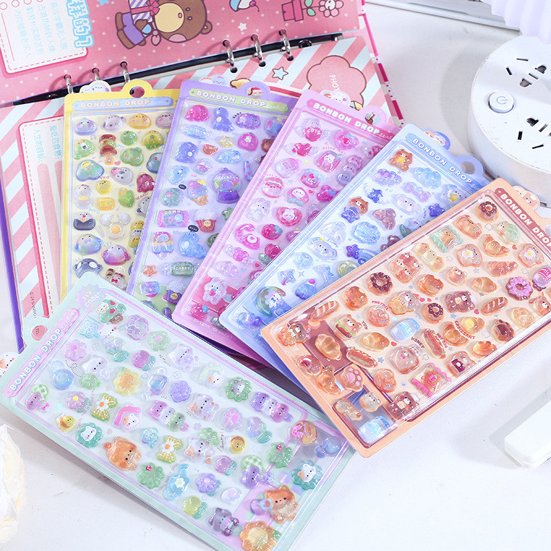 

Kawaii 3D Relief Stickers Cute Cartoon Deco Stickers DIY Phone Luggage Motorcycle Laptop Suitcase Decal Sticker Phone Sticker