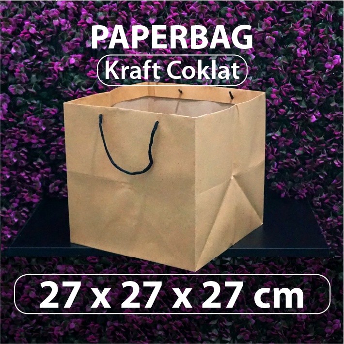 

(Depok) Paper Bag 27 x 27 x 27 cm - Kraft Coklat - Tali Hitam