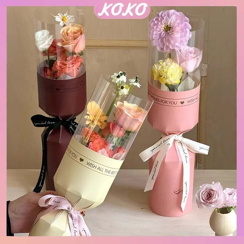 

PROMO!【10 PCS】 Hari Ibu / Hari Valentine / Musim Kelulusan Terintegrasi Potongan Bentuk Tunggal Transparan Buket Bunga Kertas Pembungkus DIY Kertas Buket Bunga DIYREADY