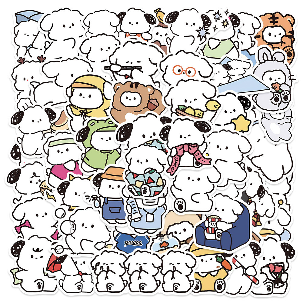 

50PCS Korean Lovely Healing System Dog Stickers Hand Account Phone Case Trolley Box Waterproof Adhesive stickers Gift Toys