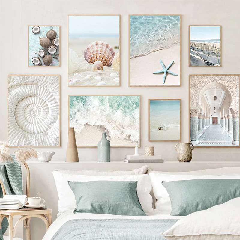 

Fresh Summer Tropical Ocean Beach Shell Wall Art Canvas Painting Posters and Prints Aesthetic Pictures for Living Room Decor