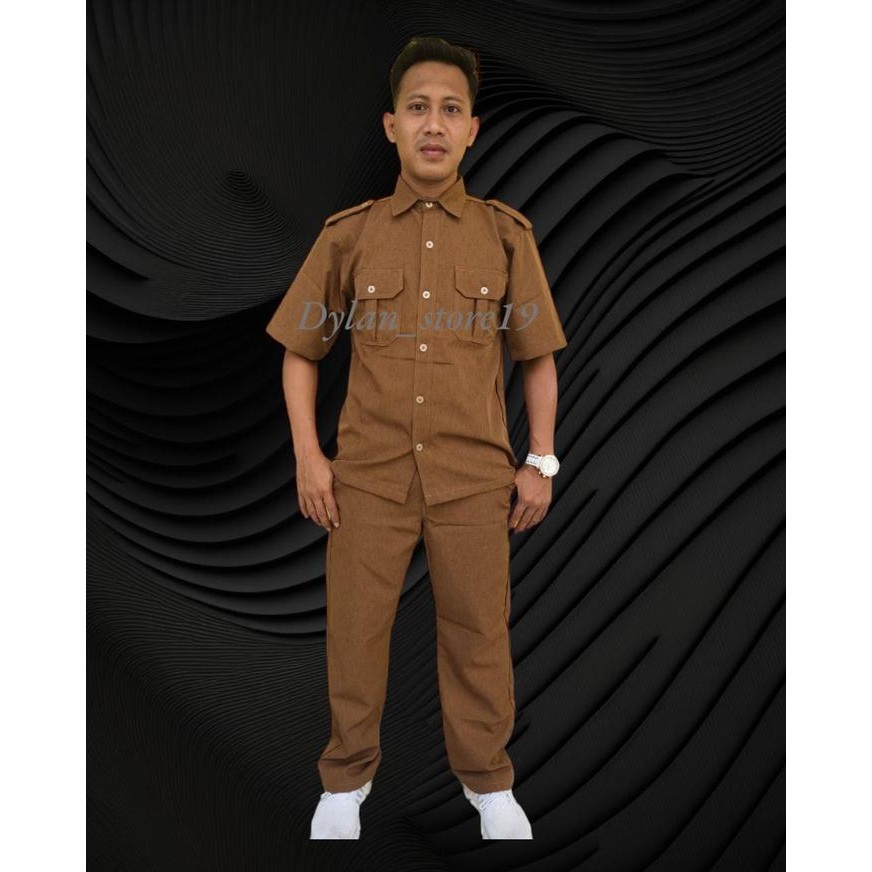 Seragam PNS seragam PEMDA pria khaki/celana PNS keki /kemeja PNS keki - 1set keki tua, S