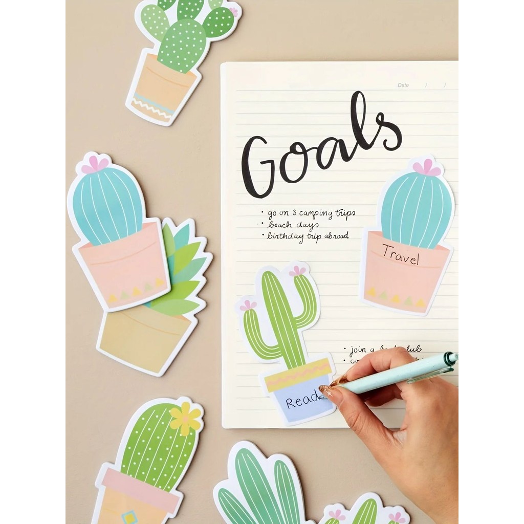 

6 PCS Cactus Sticky Notes, Cute Office Stationery with Sticky Notes Teacher Appreciation Fun Gifts, Fun Desk Accessories