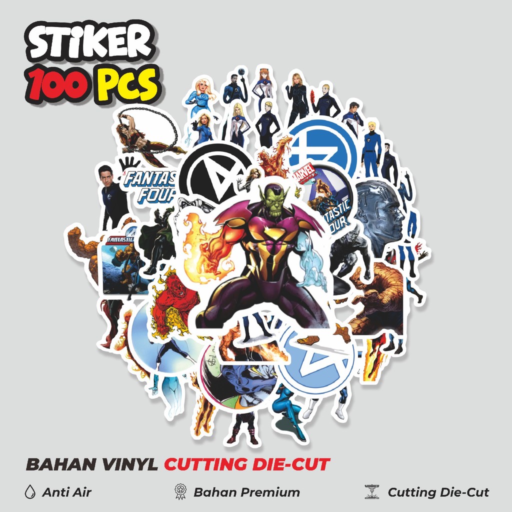 

Terbaru! 50 pcs Sticker Kartun Fantastic Four Sticker Dekorasi Lucu Kreatif untuk Notebook, Skateboard, HP