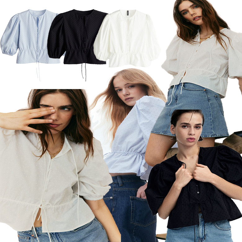 Atasan Puff Sleeve Blouse Katun Ukuran XXS-XXL