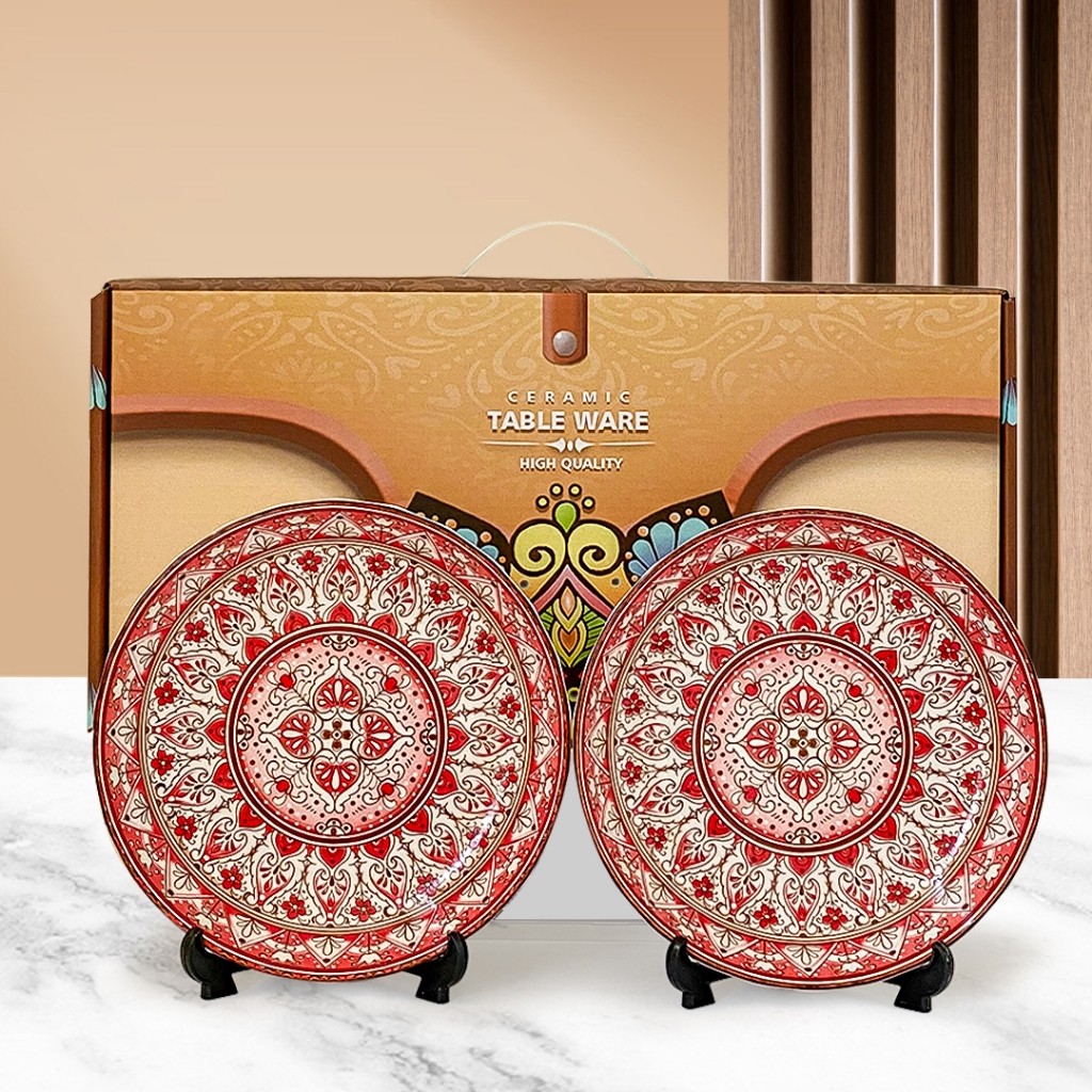 AVELINE Hampers Piring Set isi 2pcs Keramik Vintage Jepang Modern Bulat Piring / Mangkok Set Gift Bo