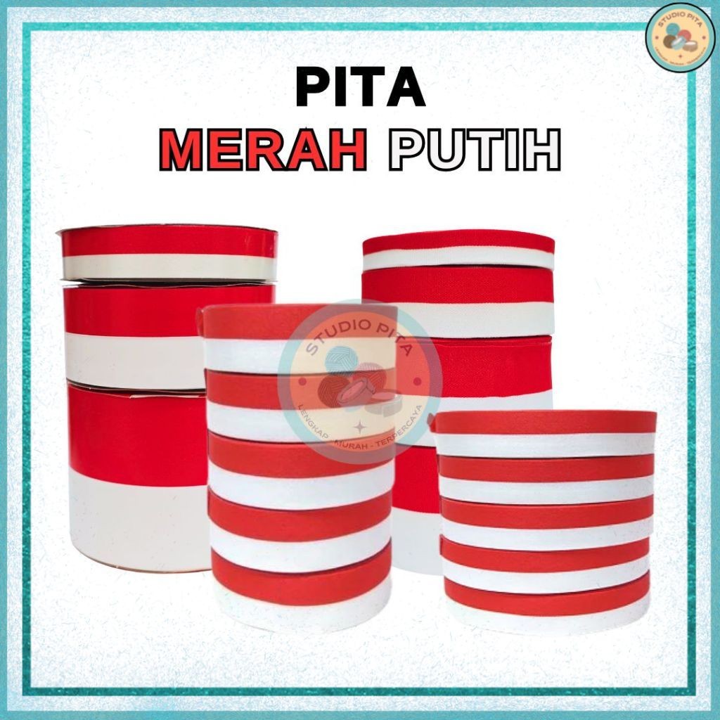 

Pita Merah Putih / Pita Bendera 1/2" 3/4" 1" 1,5" 2