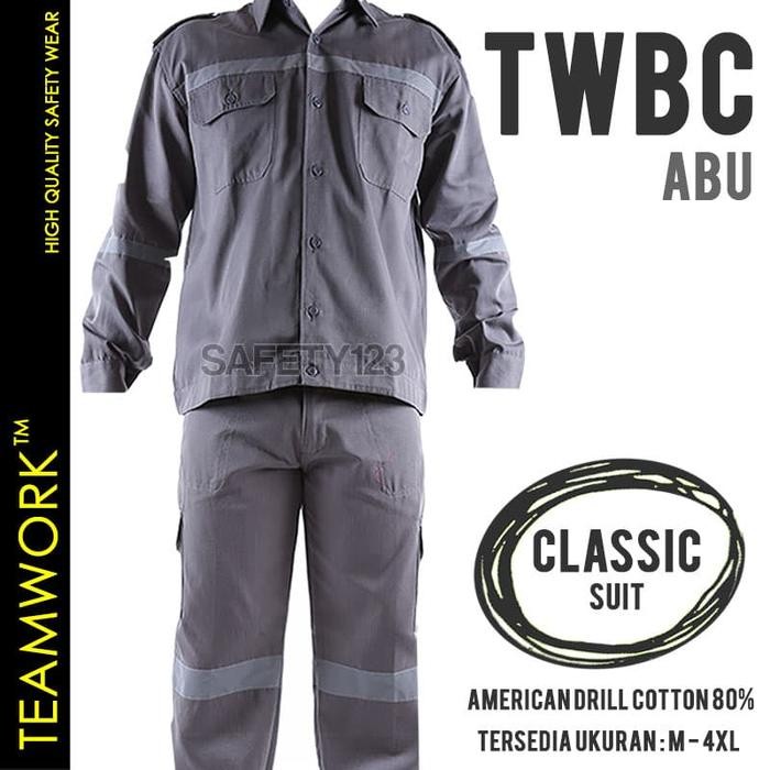 TWBC TeamWork Setelan Baju Celana Kerja Safety Wearpack Classic Abu - Abu, M