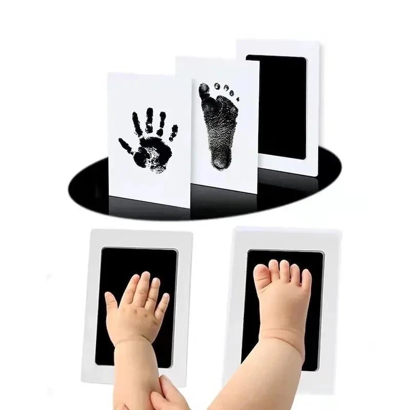 Infant non-toxic hand print foot print mud stamp set baby souvenir newborn foot print ink pad for ne