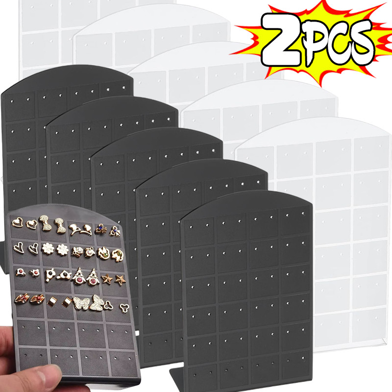 

48/72 Holes Earrings Ear Studs Holder Portable Jewelry Display Holders Plastic Earring Showcase Storage Rack Organizer Stand Box