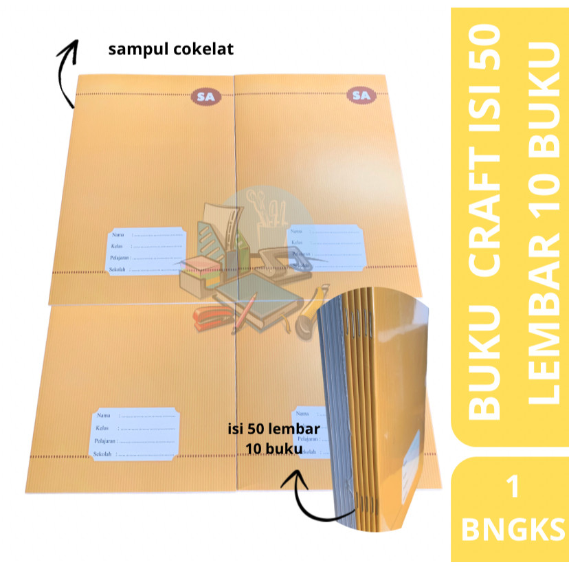 

NINJA KOSMETIK [1 BUNGKUS] Buku Tulis Bergaris Biasa Sampul Cokelat Ukuran Boxy Panjang SA Isi 50 Lembar 10 buku