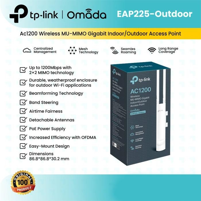Access Point TP Link EAP225 Outdoor AC1200 Gigabit - EAP 225 Outdoor
