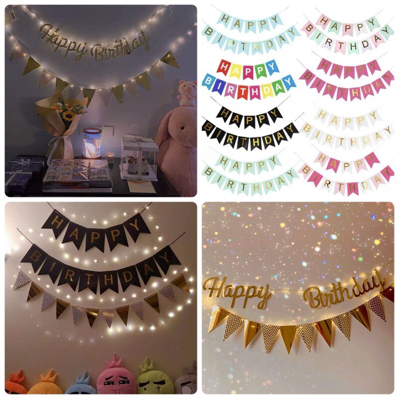 Tulisan happy birthday / banner happy birhday unicorn gradasi rainbow