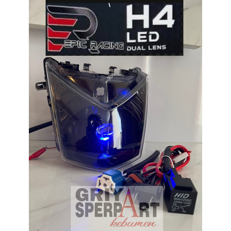 Lampu depan honda BeAT fi injeksi custome biled mini laser H4 cahaya asli biled + Relay